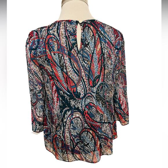 TED BAKER  BEAATHA - TEAL-BLUE BLOUSE PAISLEY SIZE 1 US XS - Picture 8 of 12